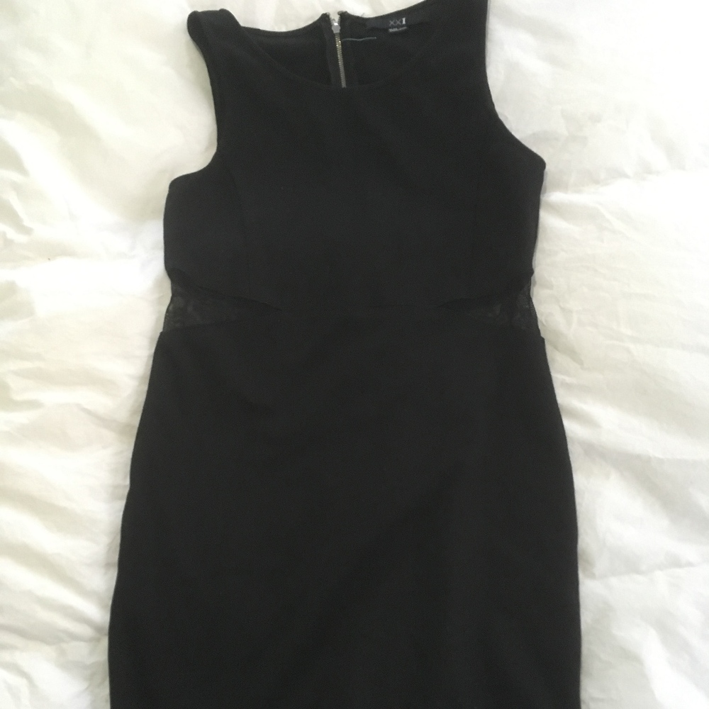 Short Black with Mesh Cut Out Sides Medium Dress
